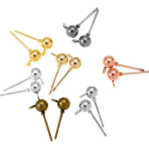 40pcs 3/4/5mm 7 Colors Pin Findings Stud Earring Basic Pins Stoppers Connector For DIY Jewelry Making Accessories Supplies