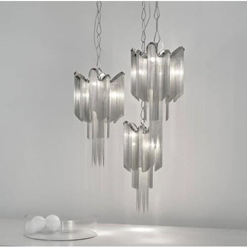 Nordic post modern creative luxury aluminum chain chandelier hotel project Villa Club living room dining room tassel Chandelier