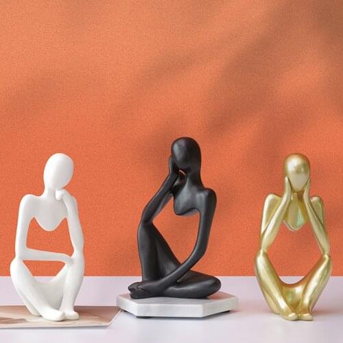 Nordic Abstract Thinker Statue Resin Figurine Office Home Decoration Desktop Decor Handmade Crafts Sculpture Modern Art