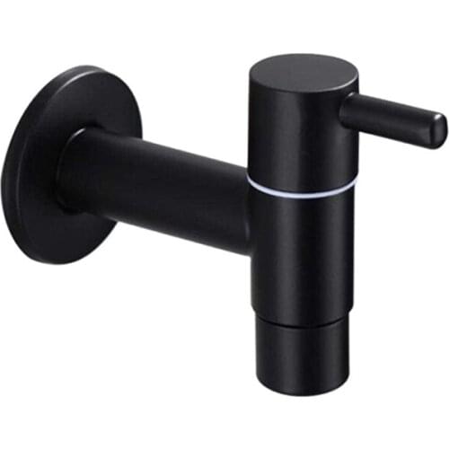 Mop Sink Faucet 304 Stainless Steel Bathroom Washing Machine Faucet Outdoor Garden Single Cold Water Tap (Black)