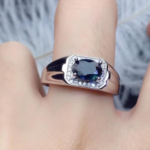 Natural and Real Blue sapphire ring 925 sterling silver Fine handworked jewelry Finger rings