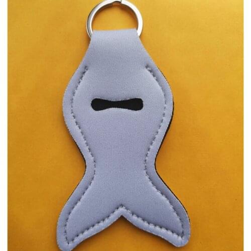 Sublimation blank keychains neoprene lipstick set key ring hot transfer two sides can printed consumables diy gifts 50pcs/lot