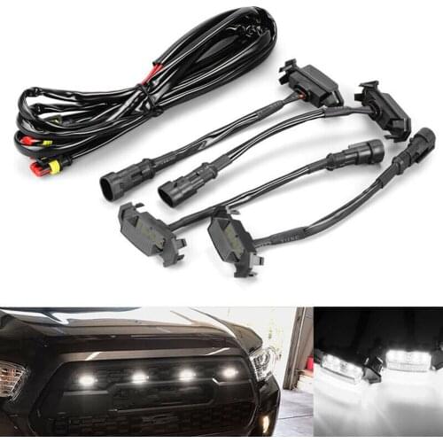 12-24V DC Grille LED Lights 2016-2021 4x For Toyota Tacoma Raptor Style TRD Pro White Lens