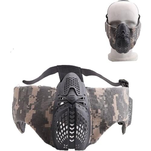 Airsoft Tactical Half Face Protective Mask Mesh Lower Face Mask With Ear Protection Military Paintball Hunting CS Shooting Masks