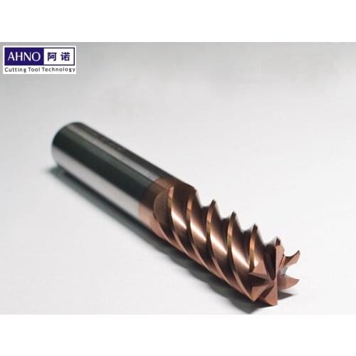 HRC55 AHNO Carbide End Mills with 6 Blades from D6.0 to D20.0 for Wood, Steel, Iron, Plastic 45 degree helix, extra long