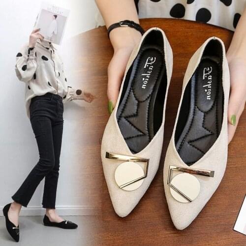 2021 Fashion Womens Shoes New Pointed Toe Flats Quality Rench Retro Small Slip on Spring Summer Lady Elegant Single Shoes