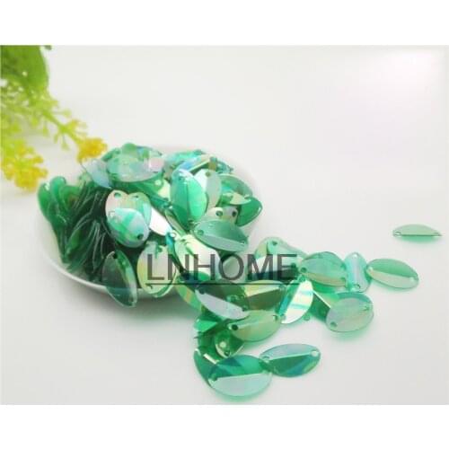 1000pcs 8*13mm Cup Oval Folded Sequins Horse Eyes Shape For Crafts Paillettes Sewing Accessories Green AB Transparent Spangles