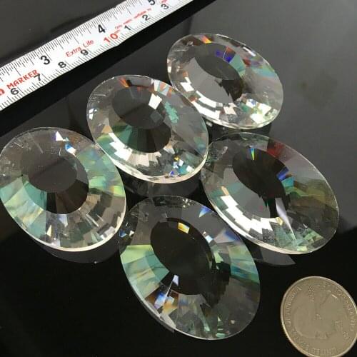 2 PCS Oval Goose Egg Shape Crystal Prism Pendant Chandelier Hanging Decor Prism Suncatcher Chandelier Curtain Lighting Accessory