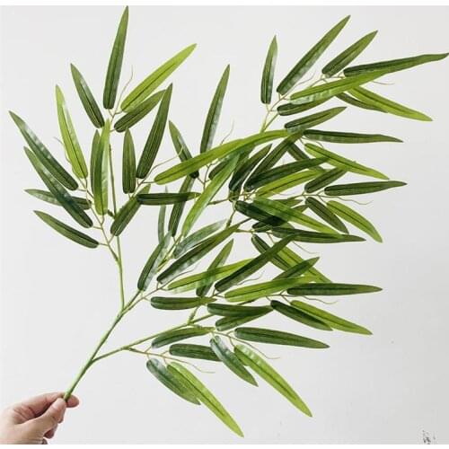 2Pcs Simultion Bamboo Leaves Decorative Plant Accessory Bamboo Adornment Home Decirative Artificial Plant (Green)