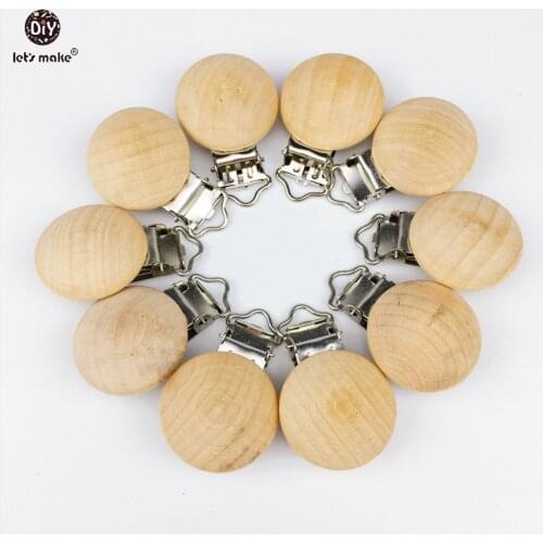 Lets Make 20pcs Wooden Soother Clip Diy Nursing Accessories Pacifier Clips Chewable Teething Diy Dummy Clip Baby Teether Beads