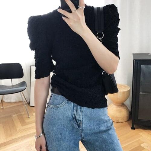2020 Summer O-Neck Puff Half Sleeve Slim Sexy Blouses Boho Women Shirt Blusas Roupa Feminina Outwear
