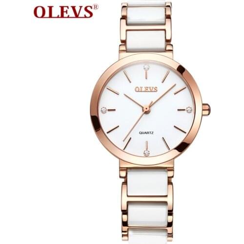 2021 OLEVS Brand 5877 Fashionable Business Ladies Watch waterproof Ceramic Womens Watches Quartz Wristwatches