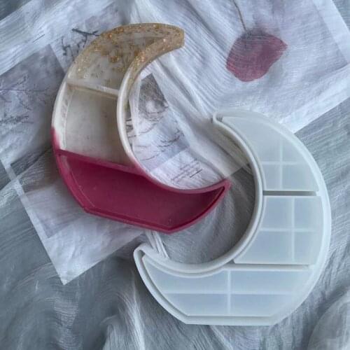 3D Resin Mold Moon Shelf Crystal Display Jewelry Plate Resin Casting Molds Craft Tools