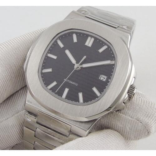 40MM Black Dial Date Sapphire Glass Square Luminous MIYOTA 8215 Movement Automatic Mens Wristwatch