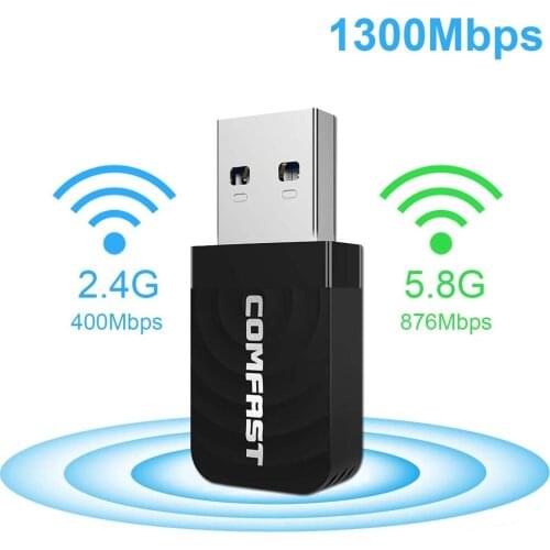 802.11ac/b/g/n Mini USB WIFI Adapter PC Laptop wifi Dongle 1300Mbps usb ethernet wireless adapter network card antenna Soft AP
