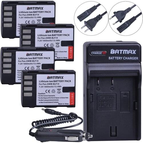 Batmax 4Pcs DMW-BLF19 DMW BLF19 DMW-BLF19e Camera Battery akku +Digital Charger for Panasonic Lumix GH3 GH4 GH5 DMW-BLF19PP