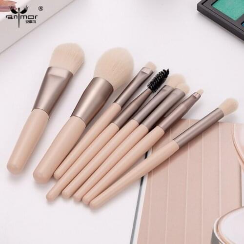 ANMOR Mini Size Makeup Brush Set High Quality Powder Brow Eyeshadow Blending Make Up Brushes Wood Handle Pinceaux Maquillage