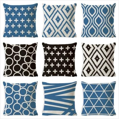 Striped Geometric Cushion Cover Cross Wave Line Pillowcase Cojines Decorativon Sofa Home Bedroom Sofa Throw Pillow Case 45*45cm