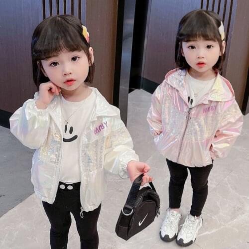 Childrens spring coat 2021 new childrens colorful bright reflective jacket girls leisure sports windbreaker
