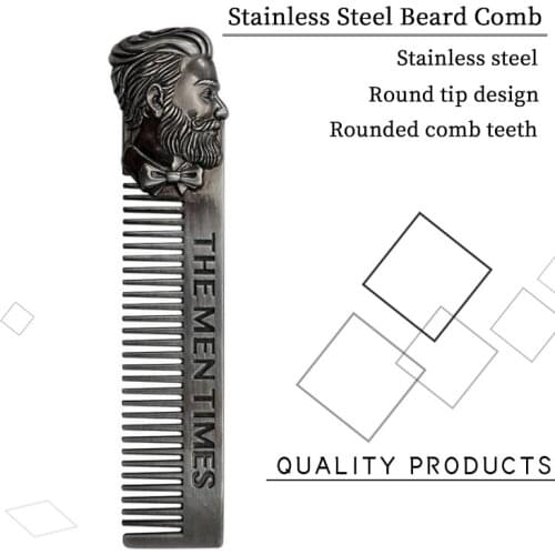 Stainless steel beard comb, mens beard shaping template, shaving comb, facial sculpting care, beard grooming and trimming tools
