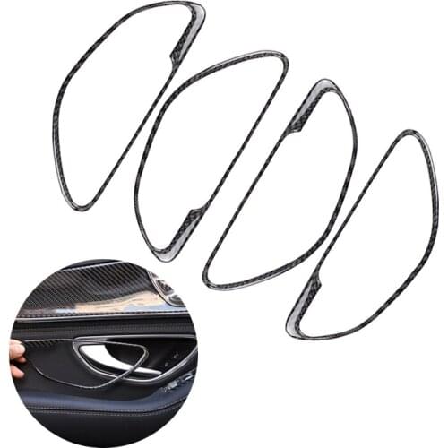 For Mercedes Benz C Class W205 GLC X253 2016 2017 2018 Car Interior Door Handle Frame Carbon Fiber Cover Decor