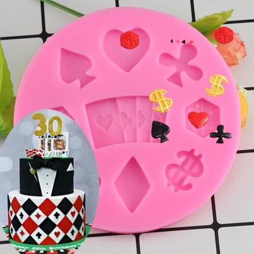 Playing Cards Shaped Chocolate Candy Mold 3D Fondant Silicone Moulds Chocolate Cake Decoration Molds Birthday Cake Baking Tools