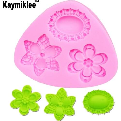Kaymiklee M217 Gem flower Silicone Sugarcraft Fondant Cake Mold Cake Tools Accessories Chocolate Mould Kitchen Decorations