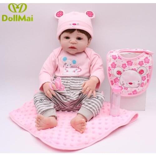 Bebes Reborn DollMai dolls 22"57cm full silicone reborn baby girl dolls toys for children gift can bathe oyuncak bebek