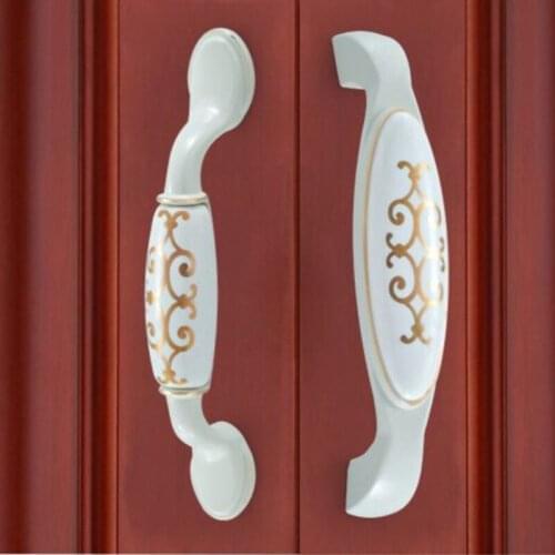 European funiture knob Drawer dresser cabinet handle Ceramic kitchen pull Antique cupboard door handle Bookcase closet knob128mm