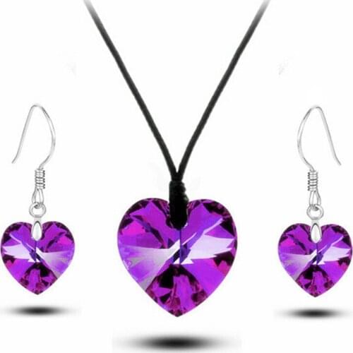 Miss Lady Shiny Good Crystal Heart Fashion Wedding Jewelry Sets for Birdals for Women Necklace Earrings Sets MLMS843