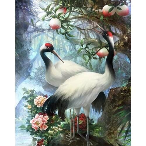DIY Digital Painting By Numbers white crane oil painting mural Kits Coloring Wall Art Picture Gift frameless