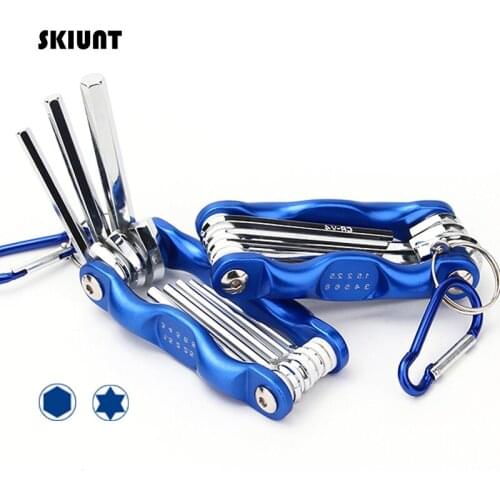 SKIUNT Allen Key Wrench Set 8/9Pcs Adjustable Spanner Folding Hexagon Wrench Torx Spanner Kit Multi-tools Repair Auto Hand Tools