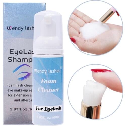 60ml Eyelash Extensions Brush Shampoo Kit Eyelash Extension Glue Eye Lash Cleaning Foam Pump Design No Stimulation Makeup Clean