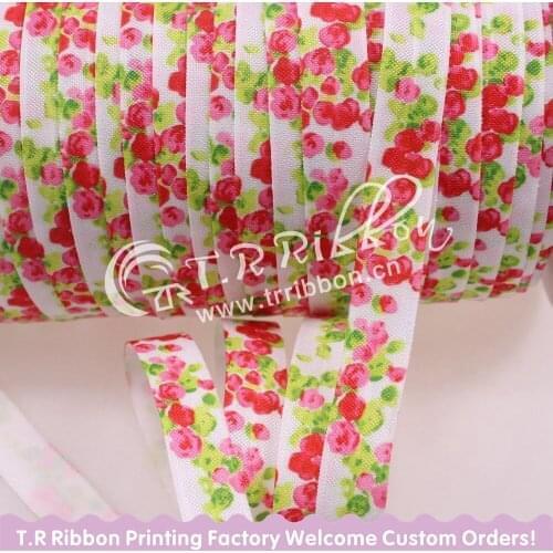 New flower series! 5/8" heat transfer fold over elastic printed floral foe elastic for girl 100yards/lot