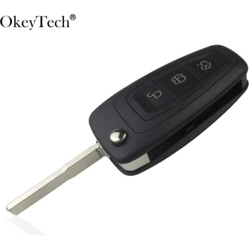 OkeyTech 3 Buttons Flip key Folding car Remote Key Shell For Ford Focus 3 Fiesta connect mondeo c max smart key cover Case Fob
