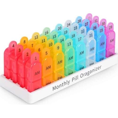 32 Slots Monthly Pill Organizer Box Tablet Holder Medicine Container Organizer Case Travel Daily Pill Storage Box