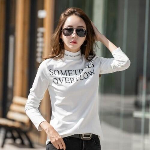 Autumn Turtleneck Stretch T-shirt Women Long Sleeve T-shirt Womens Top Casual T Shirt Blusas