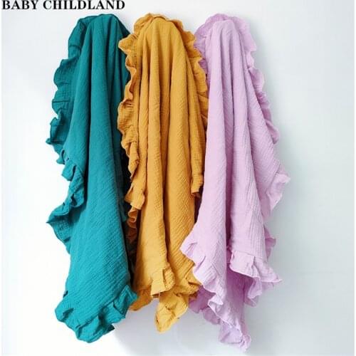 Baby Blanket Newborn Baby Swaddle Wrap Muslin Cotton Ruffle Infant Baby Receiving Blanket Baby Bath Towel Crib Stroller Blankets