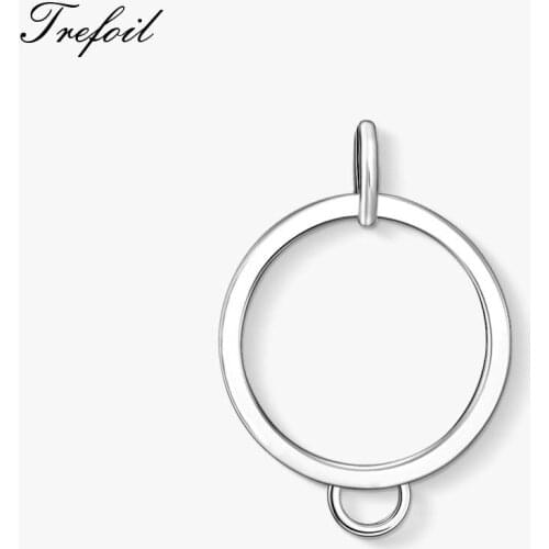 Pendant Charm Carrier Large Round, Fashion Jewelry 925 Sterling Silver Trendy Gift For Women Men Fit Necklace 2018 New