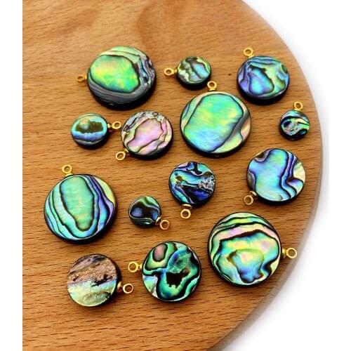 5pcs/pack Natural Abalone Shell Pendant Charms Round Shape 8mm-20mm Sizes Sun Shape DIY for Making Necklace Earrings Wholesale