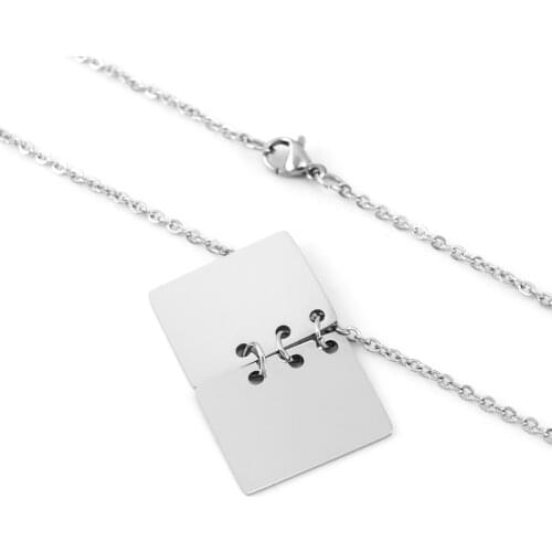 Stainless Steel Book pendant Women Trendy Necklace mirror polished Rolo cable chain collares de moda Boho joli Collier gift