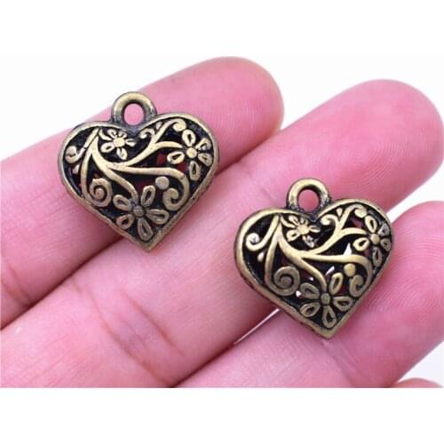 20x20x9mm 4pcs/lot Antique Bronze Plated 3D Hollow Heart Charms Pendant DIY Handmade Jewelry Accessories