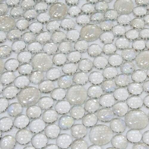 Transparent white crystal glass beads mosaic bathroom tile foot massage wall and floor tiles EHM1003 free shipping