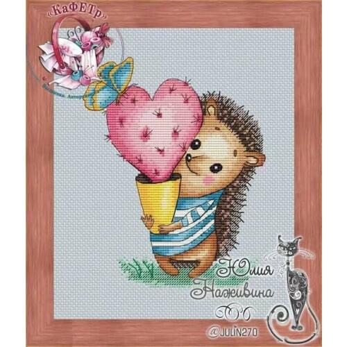 Rainbow macaron Counted Cross Stitch Kit Cross stitch RS cotton with cross stitch Gift of Hedgehog