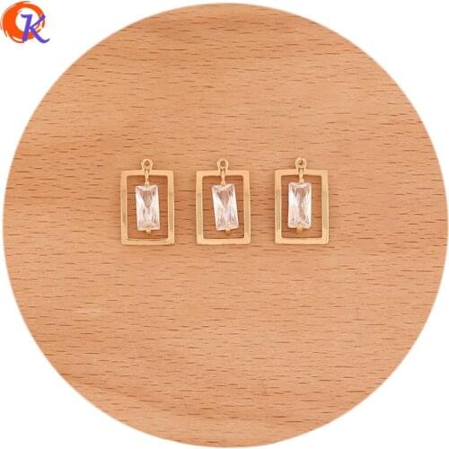 Cordial Design 40Pcs 12*20MM Jewelry Accessories/CZ Earrings Parts/Rectangle Shape/Charms/DIY Making/Hand Made/Earring Findings