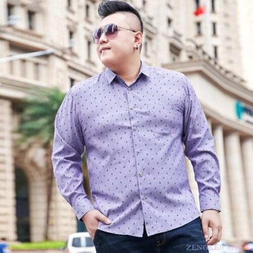 Spring and Autumn Mens Shirt Extra Large Long Sleeve Shirt Plus Fat Plus Size Loose Fatty Youth Trendy Fat 140kg7xl
