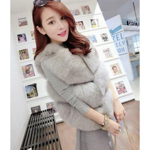Short Fur Coat For Women Outwear New 2020 Winter Womens Thick Warm Faux Fox Fur Vest High Quality Fashion O-Neck FF019
