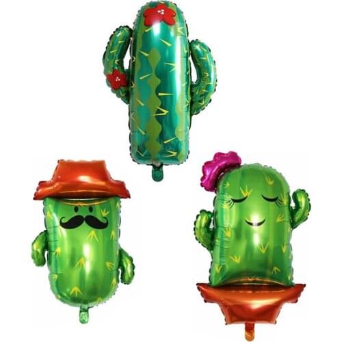 Smile Cartoon Cactus Aluminum Film Balloon Hawaiian Baby Show Birthday Party Decoration