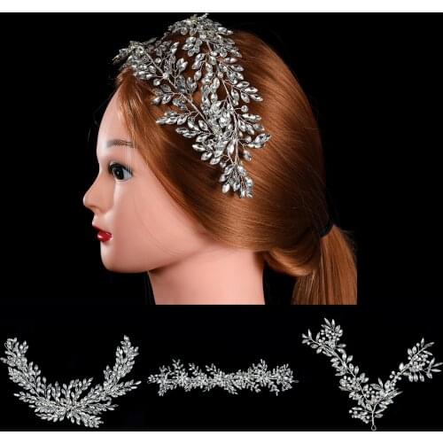 European Style Handmade Soft Headbands Bridal Tiaras Full Rhinestone Tiaras Bride Crown for Wedding/Prom Banquet