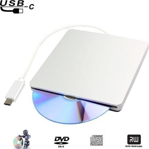 USB 3.1 Type C External Slot in Load CD DVD RW Optical Drive Burner Super Drive for Macbook/Windows/Linux/ PC/Laptop